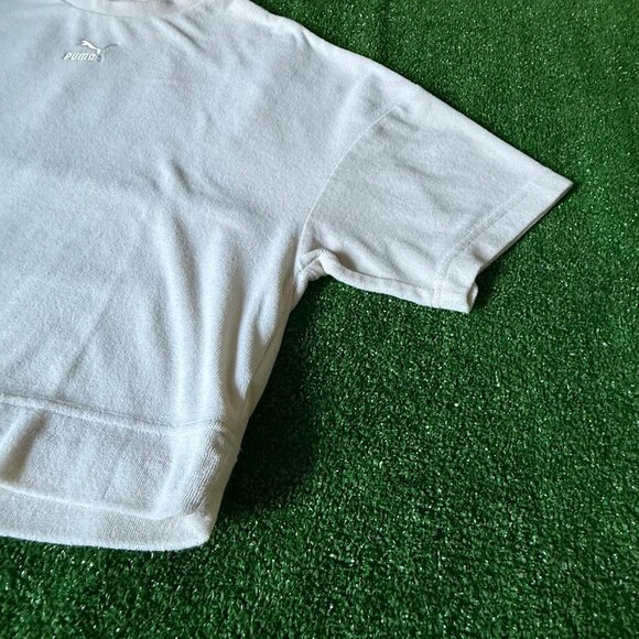 Puma Short Sleeve Crew Neck Classics Towelling Oversized Cream T-Shirt Size M - Picture 3 of 14